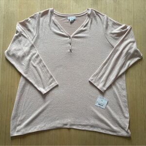 NWT Liz Claiborne Sweater Women Size 3X Pink  Long Sleeve V Neck Lightweight